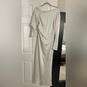 Meshki Ivory Long Sleeve Dress with Button Detail